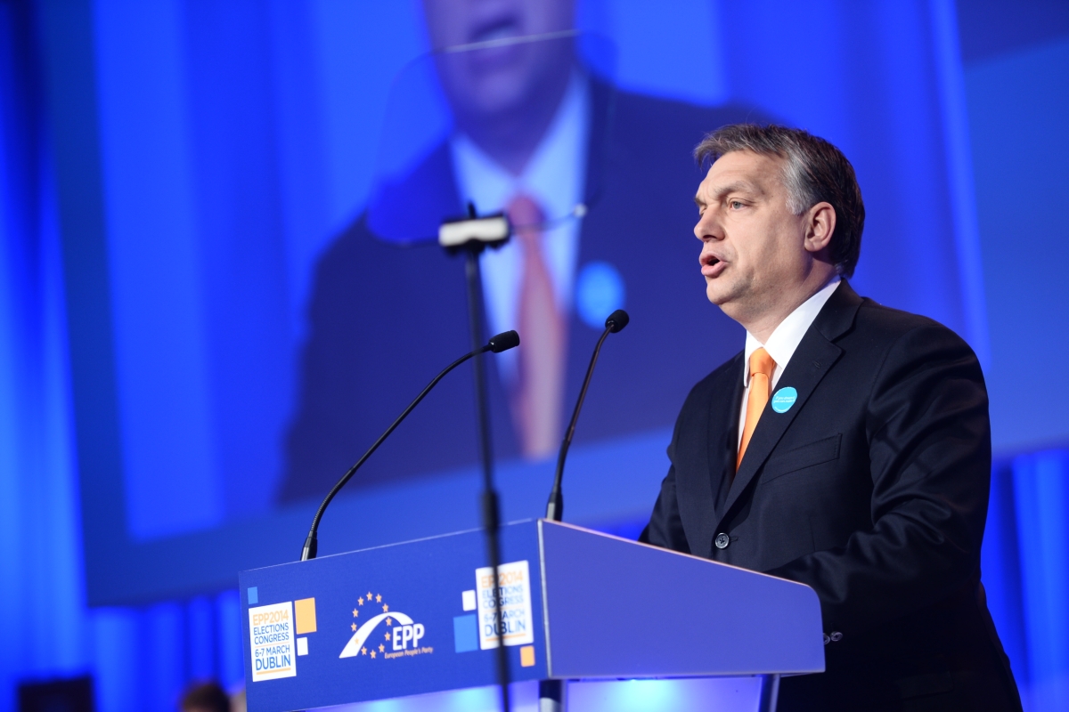 Viktor Orbán speaking for the EPP in 2014. 