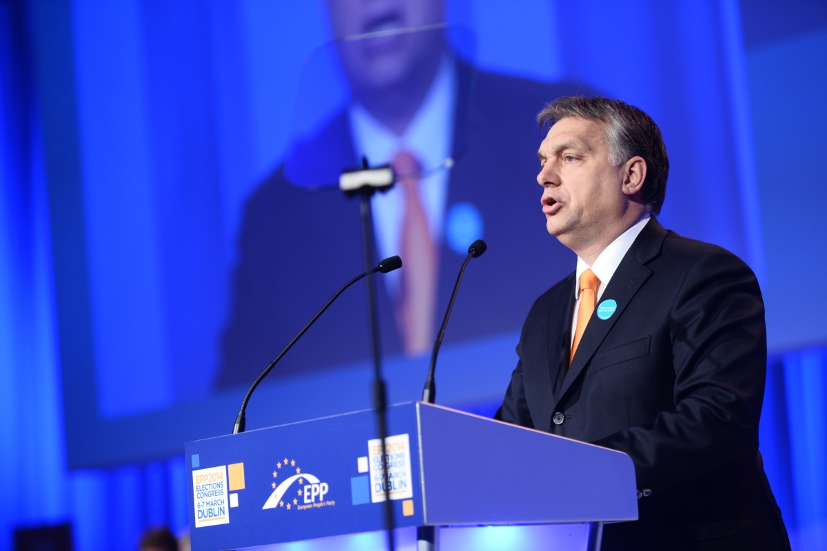 Viktor Orbán speaking for the EPP in 2014.